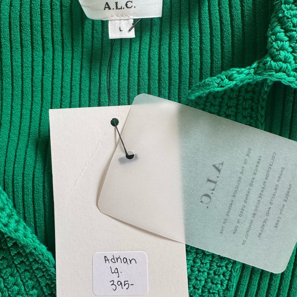 A.L.C. Vibrant Green V-Neck Sweater - Picture 3 of 5